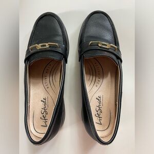 Life Stride Black and Gold Flats Timeless Loafers